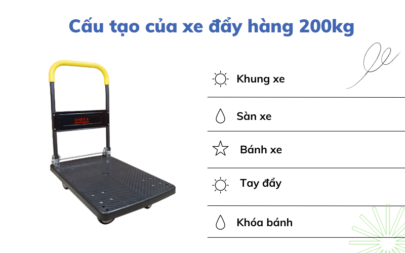 xe đẩy hàng 4 bánh 200kg