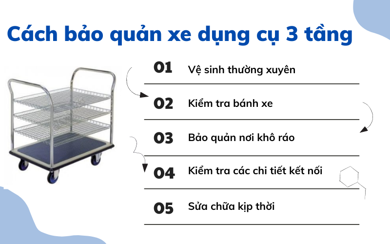 xe đẩy dụng cụ 3 tầng