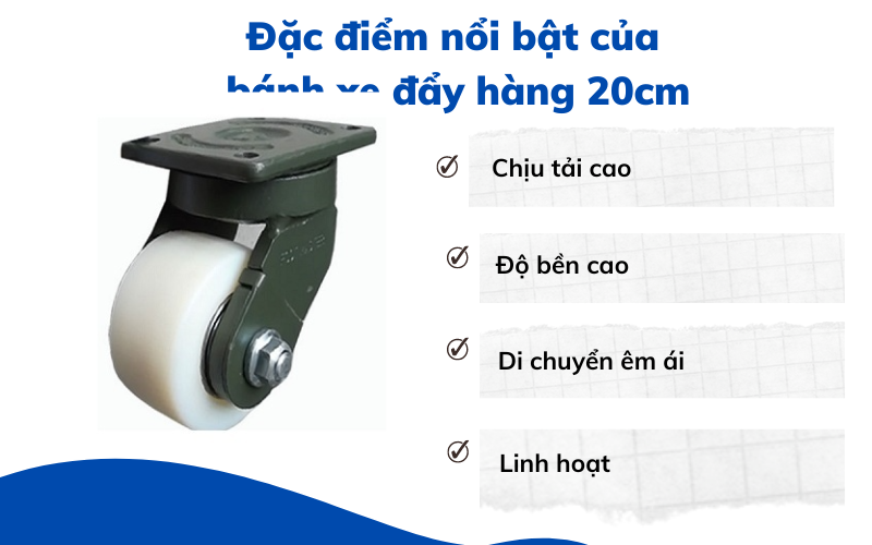 bánh xe đẩy hàng 20cm