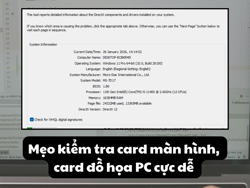 Mẹo kiểm tra card màn hình, card đồ họa PC cực dễ 