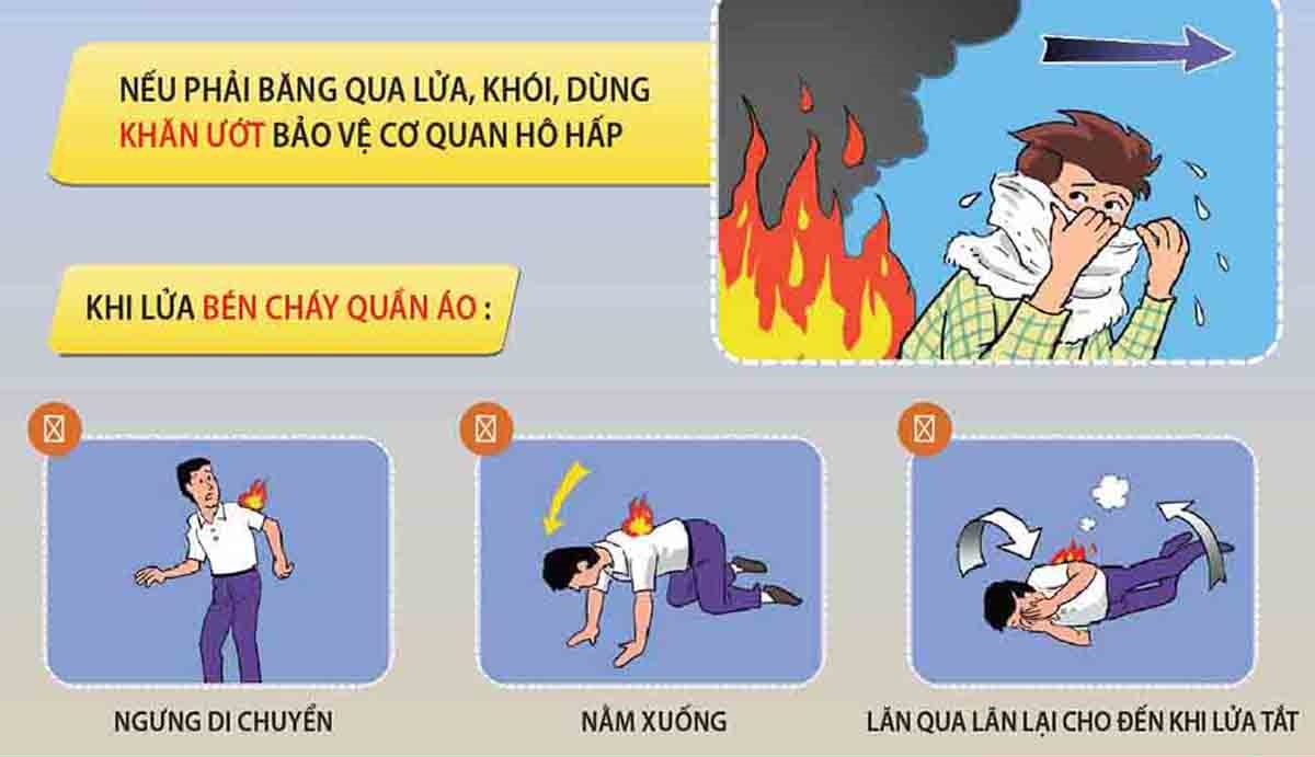 Cách xử lý khi lửa bén cháy quần áo