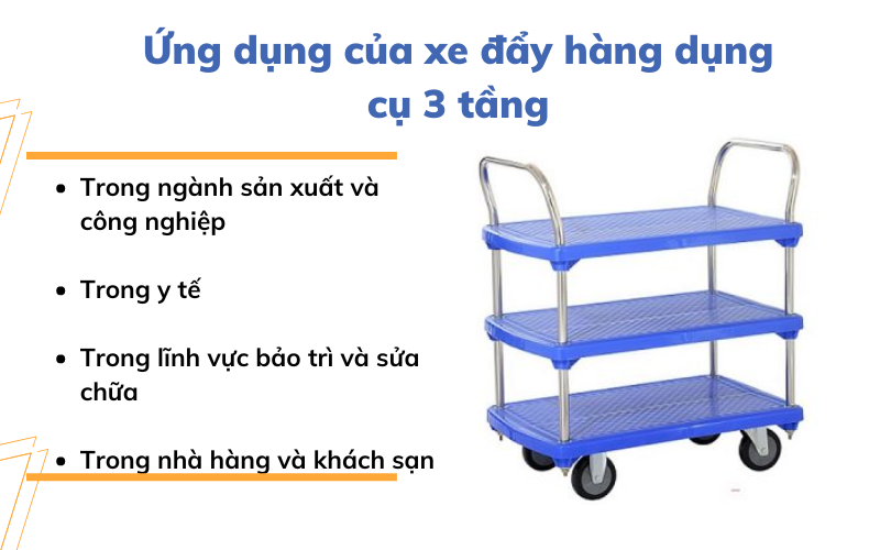 xe đẩy dụng cụ 3 tầng